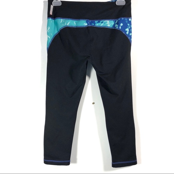 Zella Cropped Leggings Teal Blue Black Size Small - Picture 2 of 8